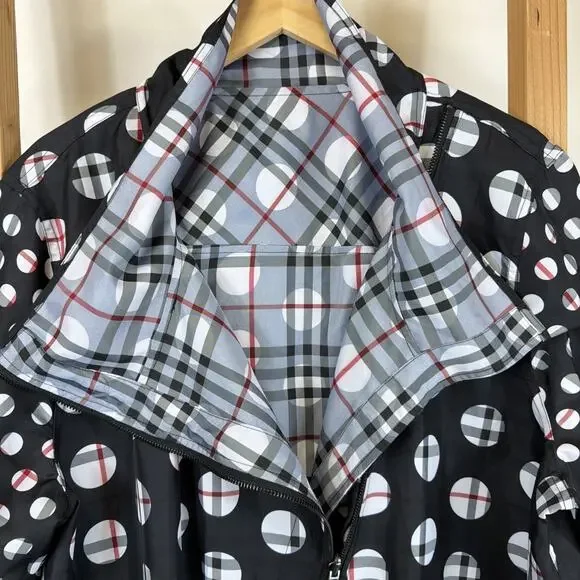 Vintage Y2K UBU Black White Polka Dot Reversible Raincoat #1297 Size 3X - Picture 6 of 14